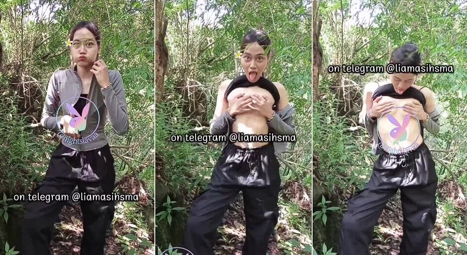 Mahasiswi Hijab Menikmati Suasana Alam Dengan Gaya Santai